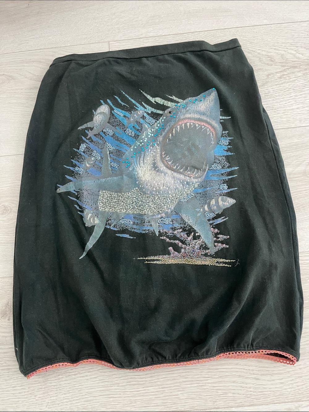 Black Shark Graphic top with Blue Accents